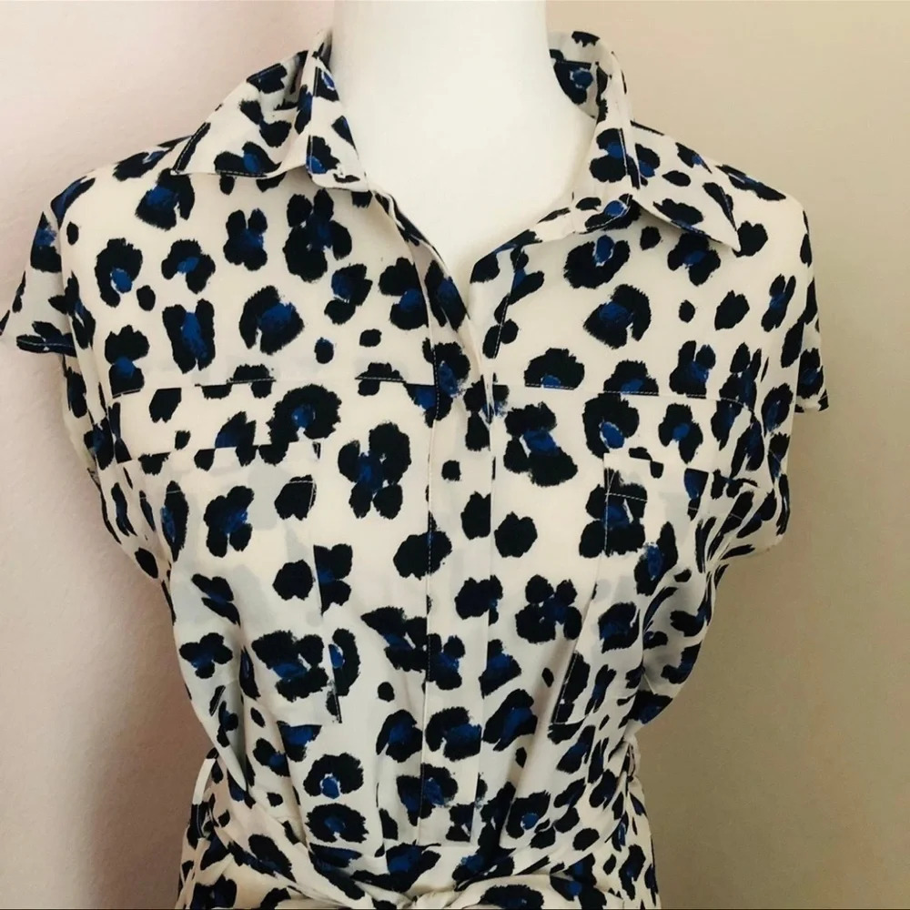 bar lll short sleeve shirt midi dress white/blue size M - Picture 2 of 10